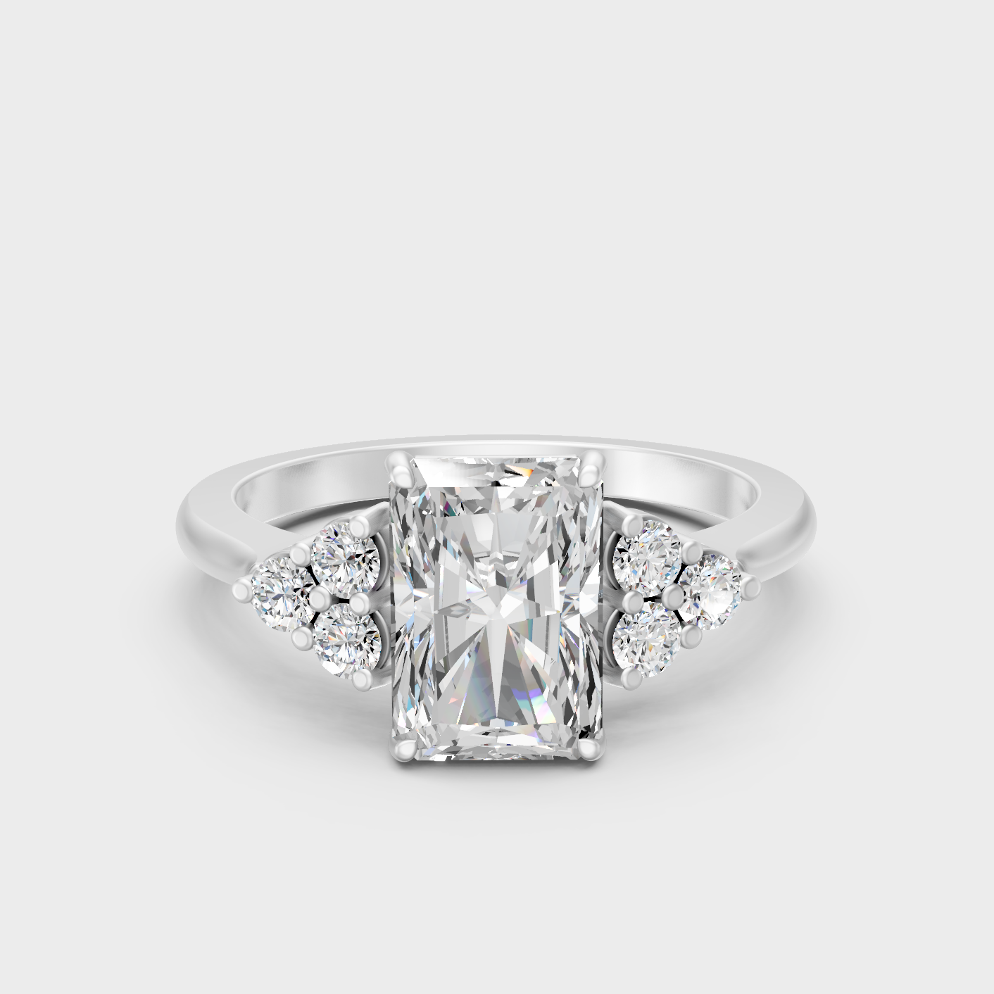 White Gold Radiant Engagement Ring With Certified Lab Diamond