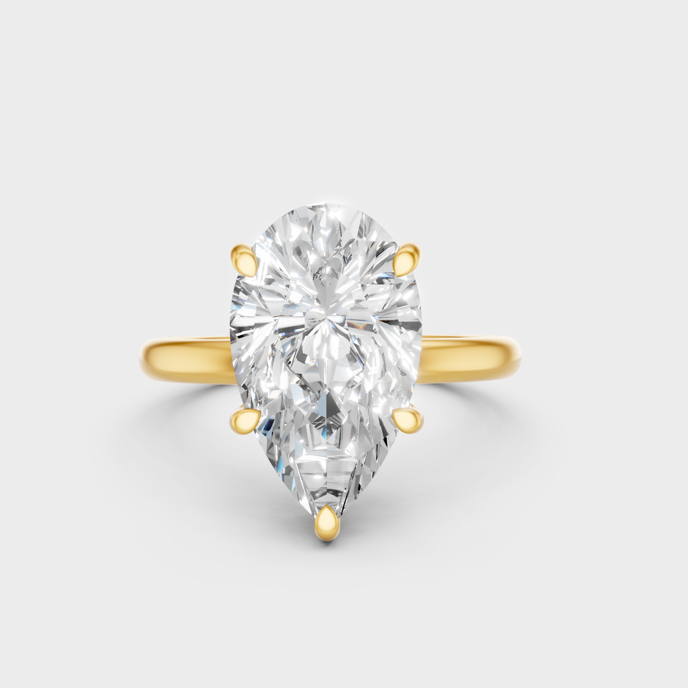1.5 To 4.5 Ct Pear Cut Lab Grown Diamond Womens Ring In Yellow Gold Luxury Jewelry