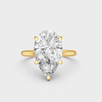 1.5 To 4.5 Ct Pear Cut Lab Grown Diamond Womens Ring In Yellow Gold Luxury Jewelry