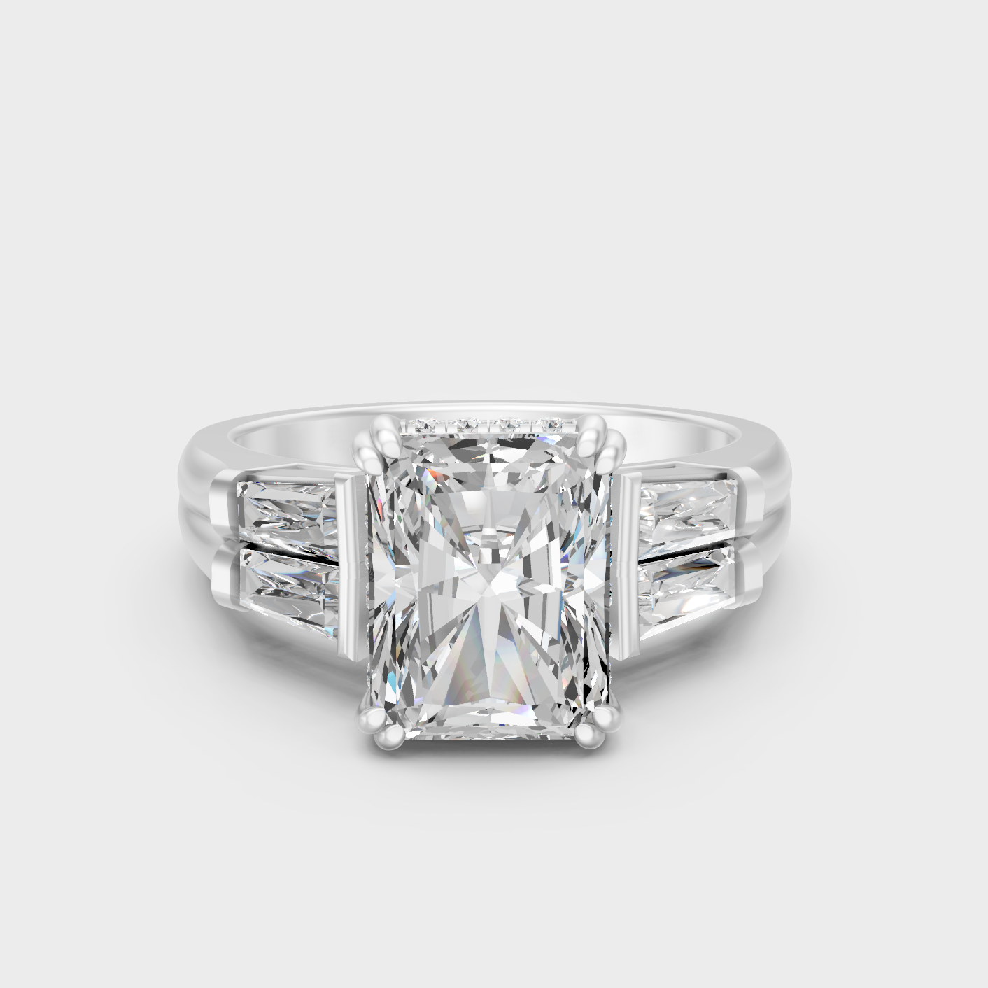 White Gold Halo Engagement Ring With Certified Multi Shape Lab Diamonds