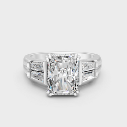 White Gold Halo Engagement Ring With Certified Multi Shape Lab Diamonds