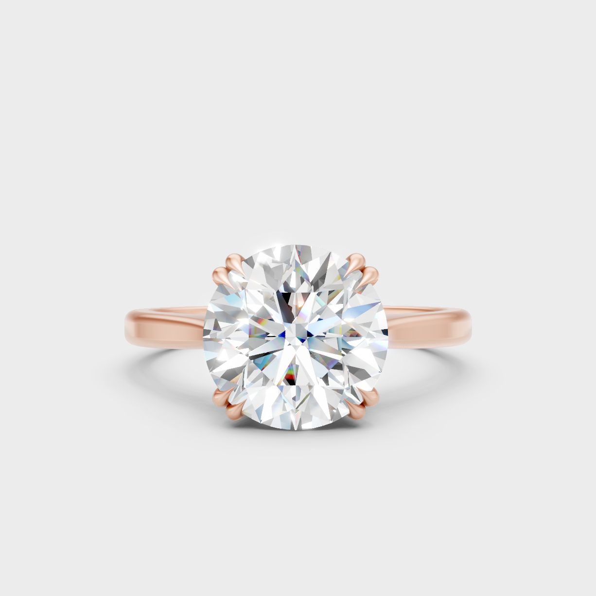 Romantic 2.79ct Round Lab Diamond Ring in 18K Rose Gold