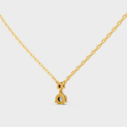 Elegant Round Cut Diamond Necklace 0.61 Ct Yellow Gold