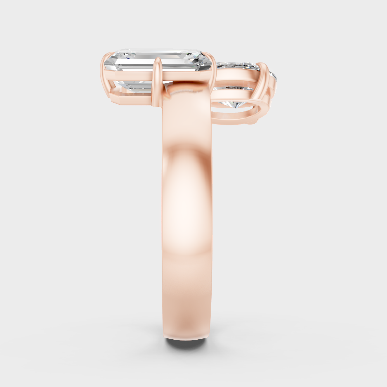 Designer Toi Et Moi Ring In Rose Gold With Mixed Shape Diamonds