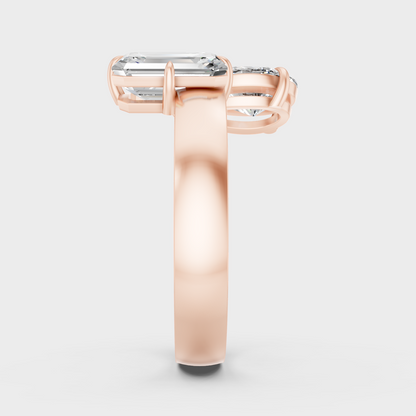 Designer Toi Et Moi Ring In Rose Gold With Mixed Shape Diamonds