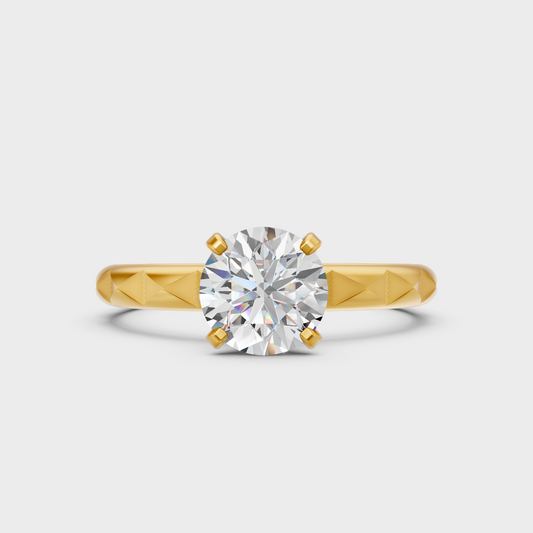 Large Round Lab Diamond Solitaire Engagement Ring In Yellow Gold