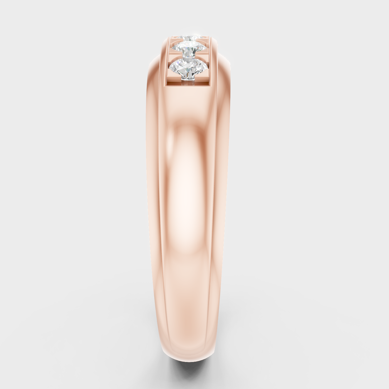 Rose Gold Luxury Mens Diamond Ring With Brilliant Sparkle