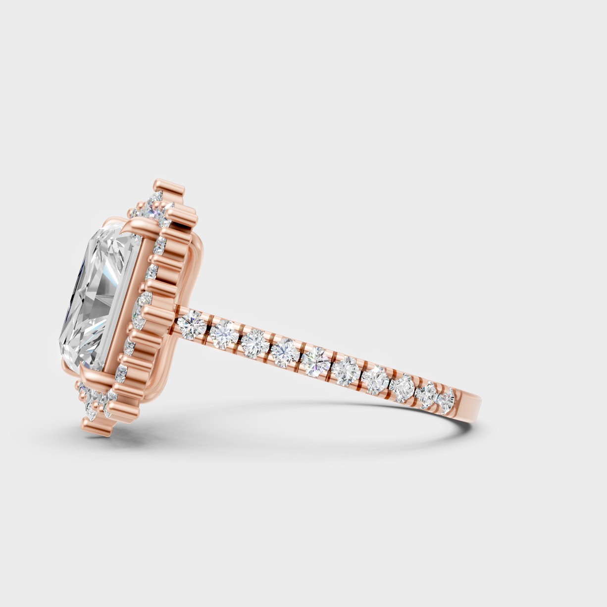 9K Rose Gold Radiant-Cut Lab-Grown Diamond Ring With Hallmark Quality
