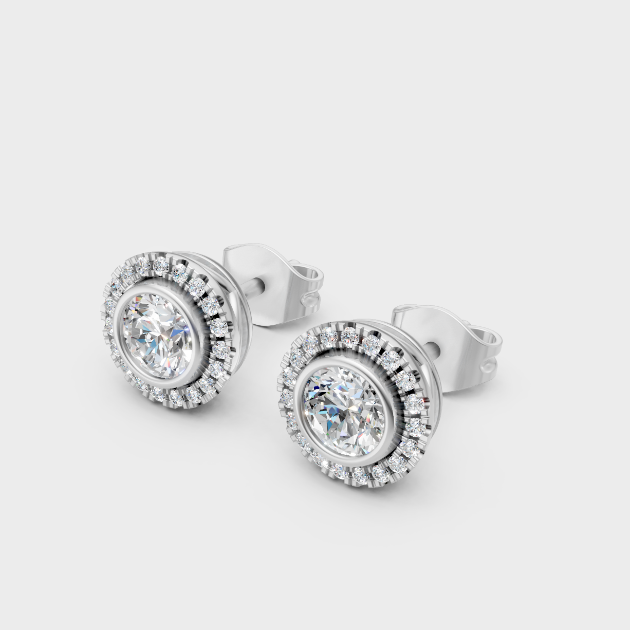 1.19 Ct Total Lab Diamond Halo Earrings In 950 Platinum