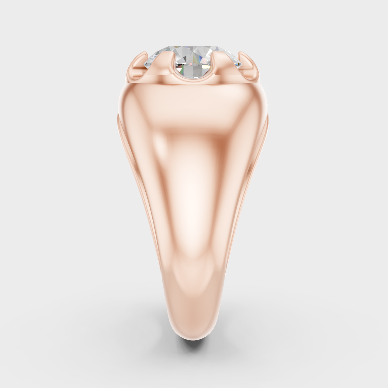 Round Cut Lab Diamond Mens Ring In Rose Gold Modern Style