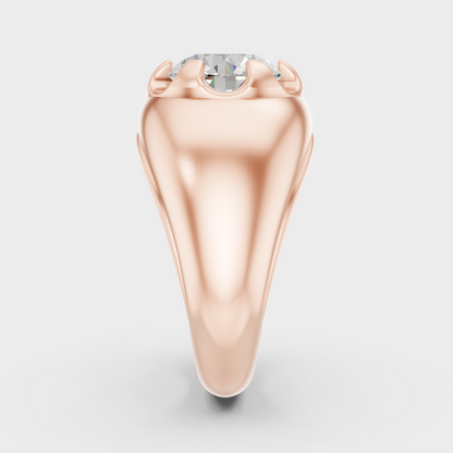 Round Cut Lab Diamond Mens Ring In Rose Gold Modern Style