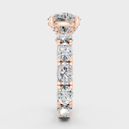 Solitaire Ring In Rose Gold With Round And Oval Diamonds