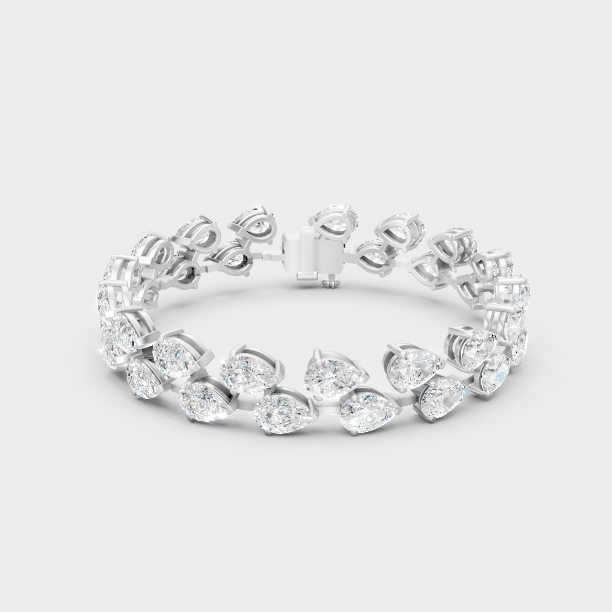 Elegant Lab-Grown Pear Diamond Bracelet White Gold