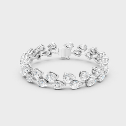 Elegant Lab-Grown Pear Diamond Bracelet White Gold