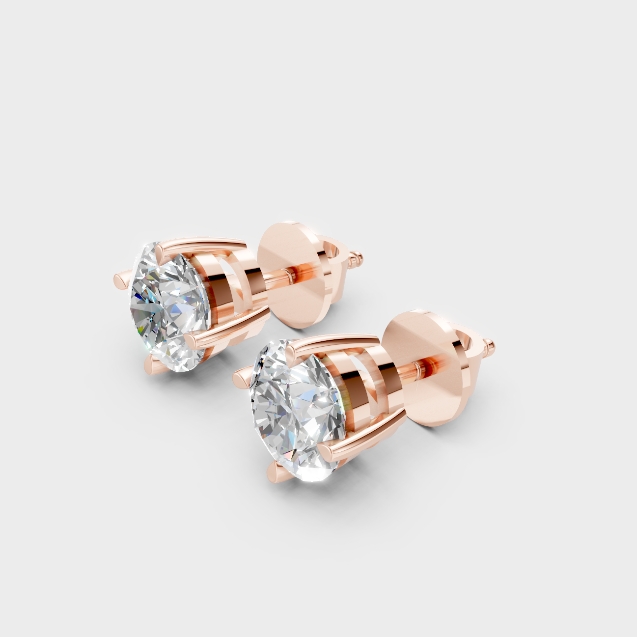 Elegant Rose Gold Lab Grown Diamond Stud Earrings IGI Certified