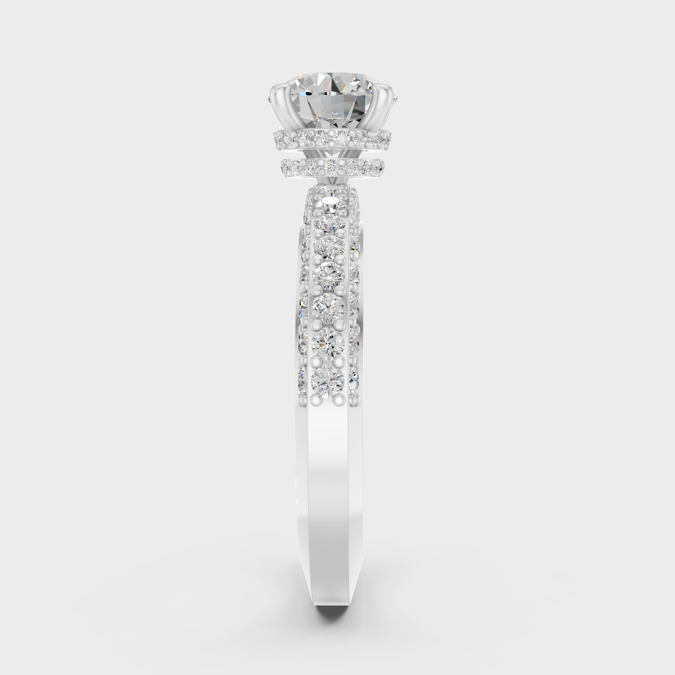 White Gold Certified Round Diamond Ring With Accent Stones