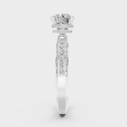 White Gold Certified Round Diamond Ring With Accent Stones