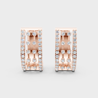 Luxury Platinum Round Cut Lab Diamond Hoop Earrings For Women