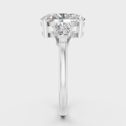 Premium Platinum Oval Pear Diamond Ring For Timeless Sophistication