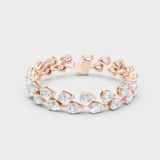 Luxury Pear Diamond Tennis Bracelet Rose Gold