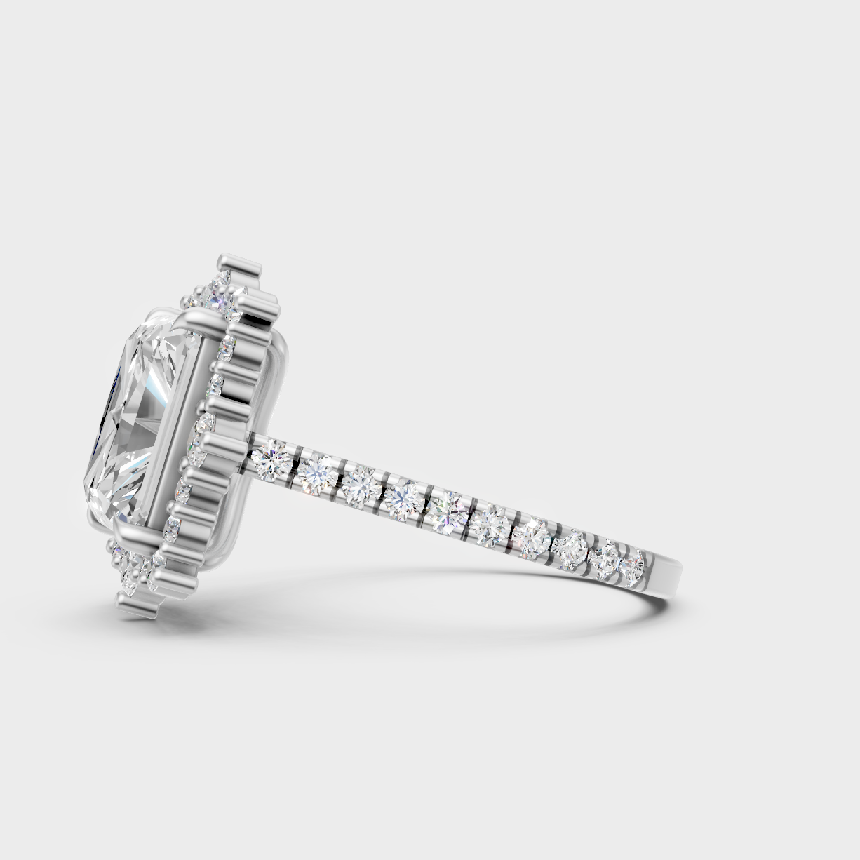 9K White Gold Radiant-Shaped Lab-Grown Diamond Ring With High-Brilliance Finish