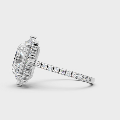 9K White Gold Radiant-Shaped Lab-Grown Diamond Ring With High-Brilliance Finish