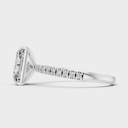 White Gold Radiant Diamond Ring With Side Accent Stones