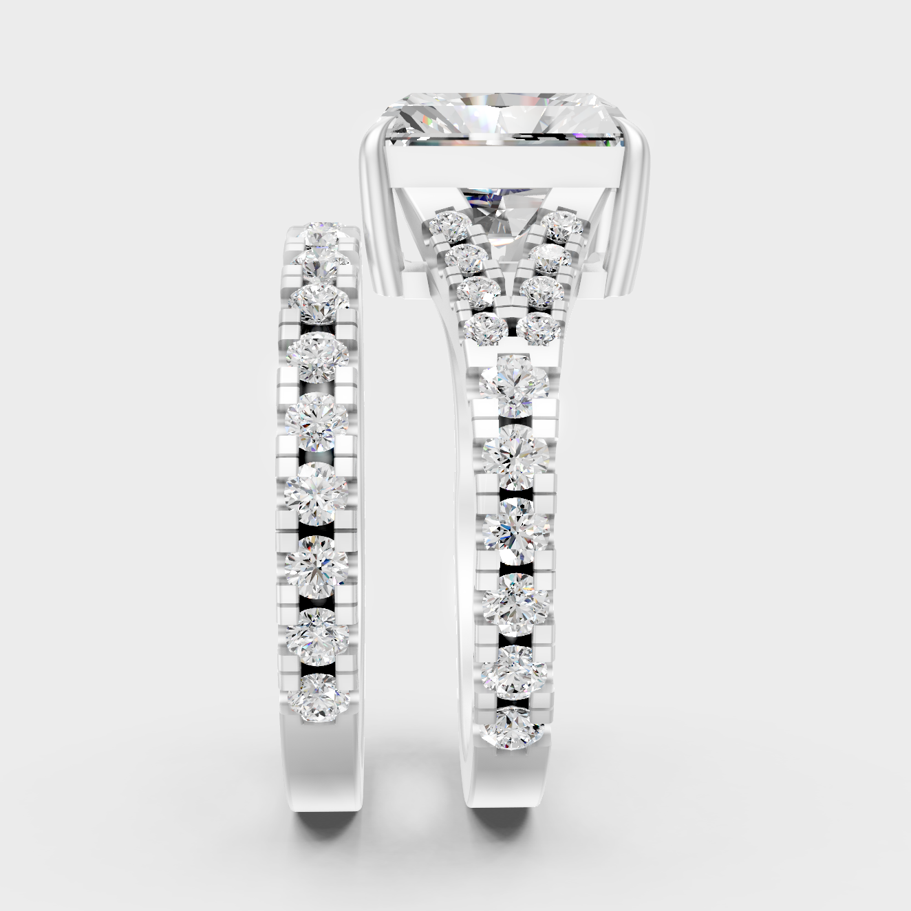 Premium Platinum Radiant Diamond Ring Set Timeless Sophistication