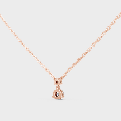 Elegant Round Cut Diamond Necklace 0.61 Ct Rose Gold