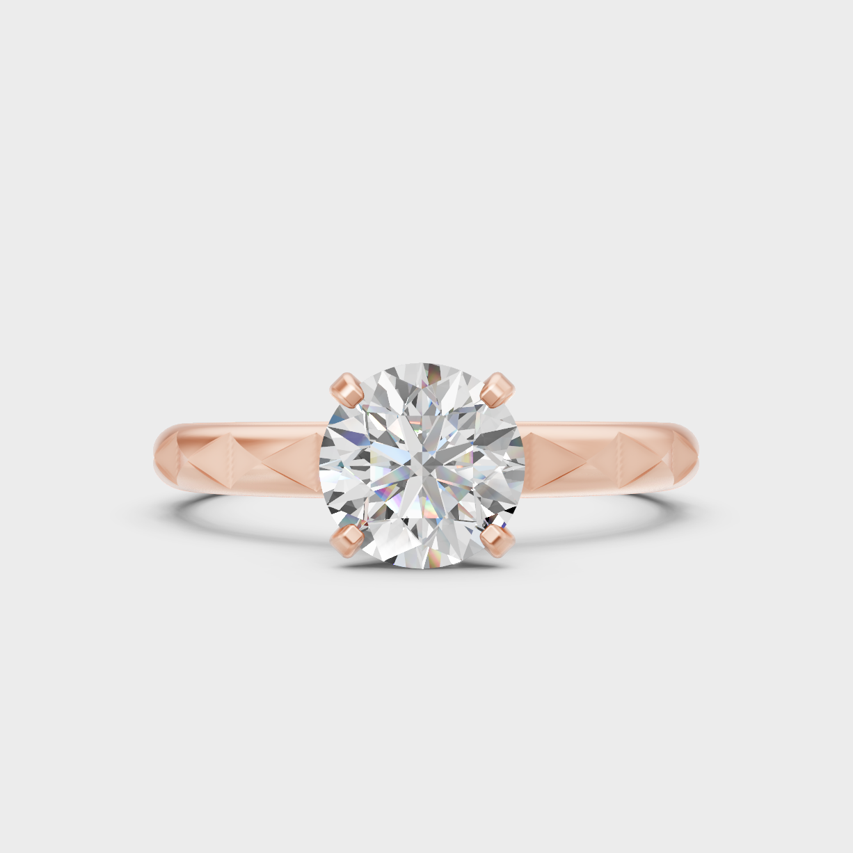 Rose Gold  Round-Cut Lab-Grown Diamond Ring For Ethical Luxury