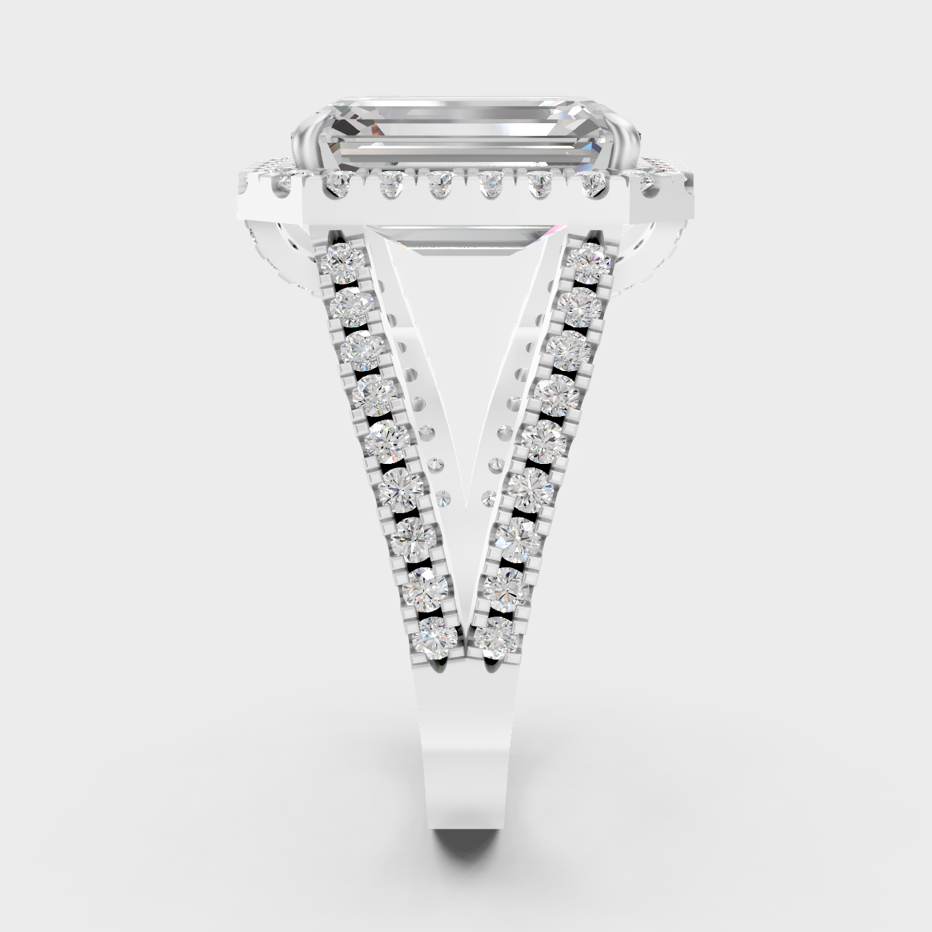 Premium Platinum Emerald Diamond Halo Ring Elegant Design