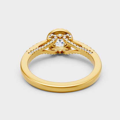  Yellow Gold Round Diamond Halo Engagement Ring For A Timeless Ethical Look