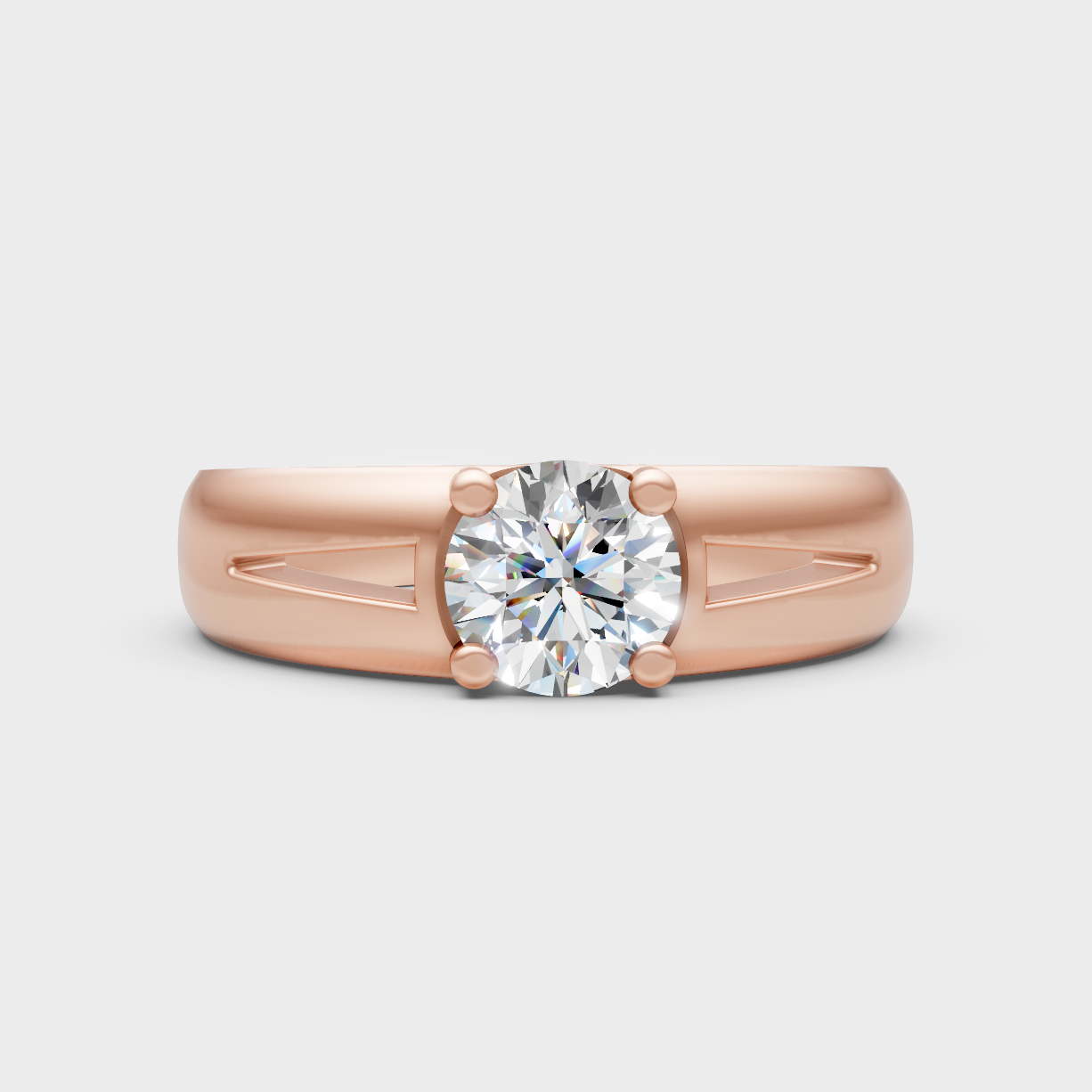 Romantic 18K Rose Gold Solitaire Ring With 1.15Ct Round Lab-Grown Diamond