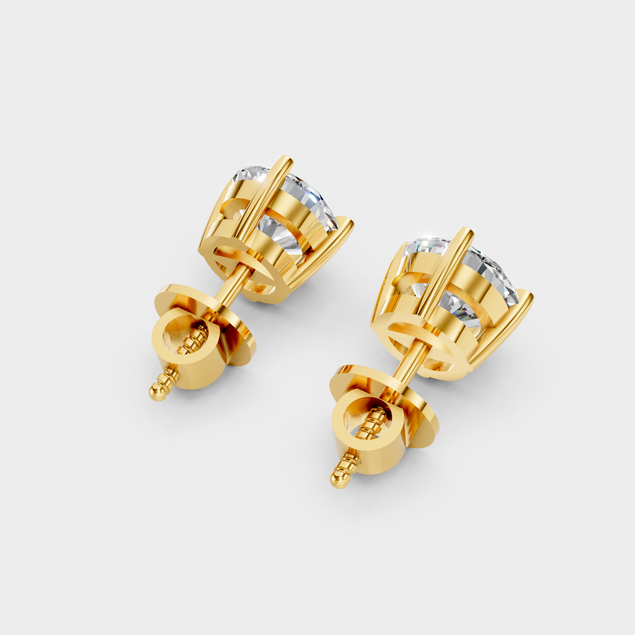 Premium Lab Grown Diamond Stud Earrings In Hallmark Gold