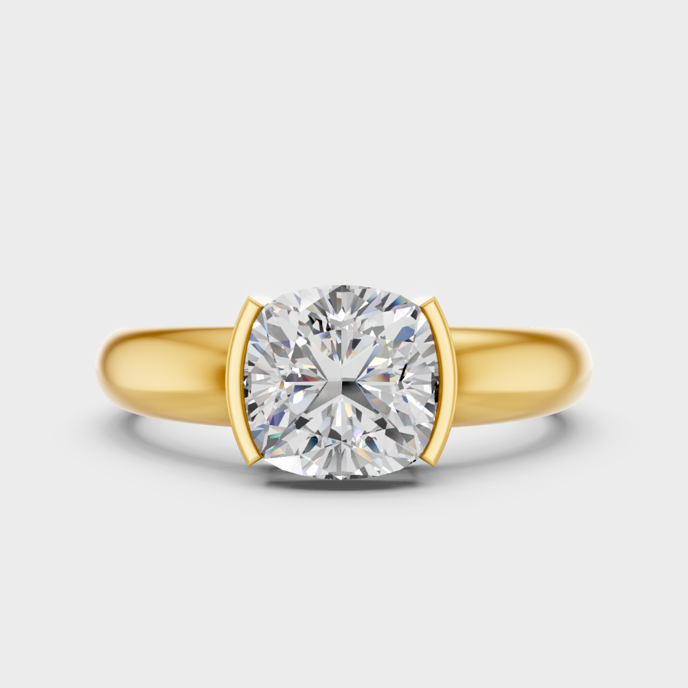 Luxury Cushion Diamond Engagement Ring In Yellow Gold Elegant Jewelry