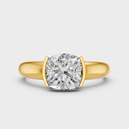 Luxury Cushion Diamond Engagement Ring In Yellow Gold Elegant Jewelry