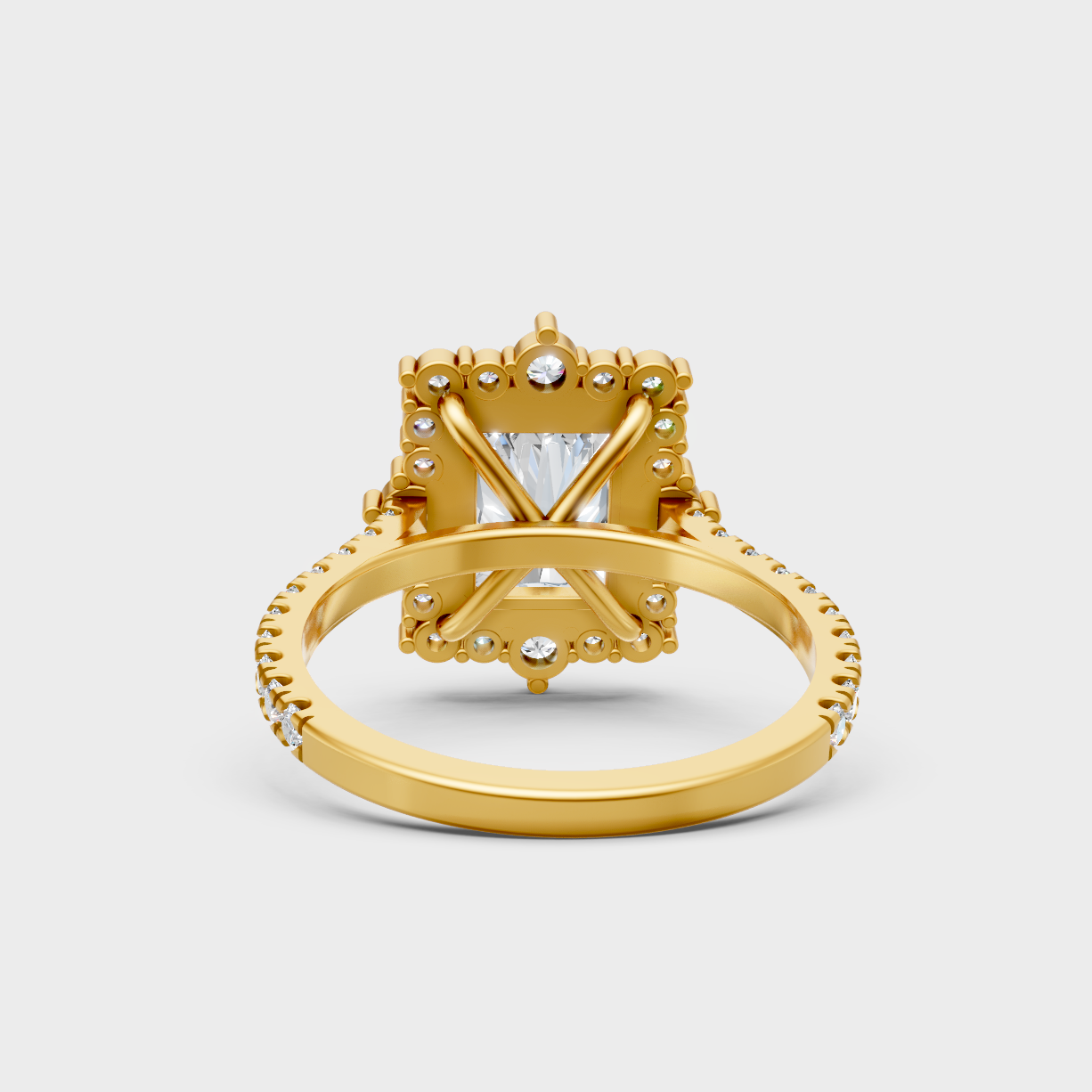 Customizable Yellow Gold Radiant Ring Featuring A 3.79 Carat Sustainable Diamond