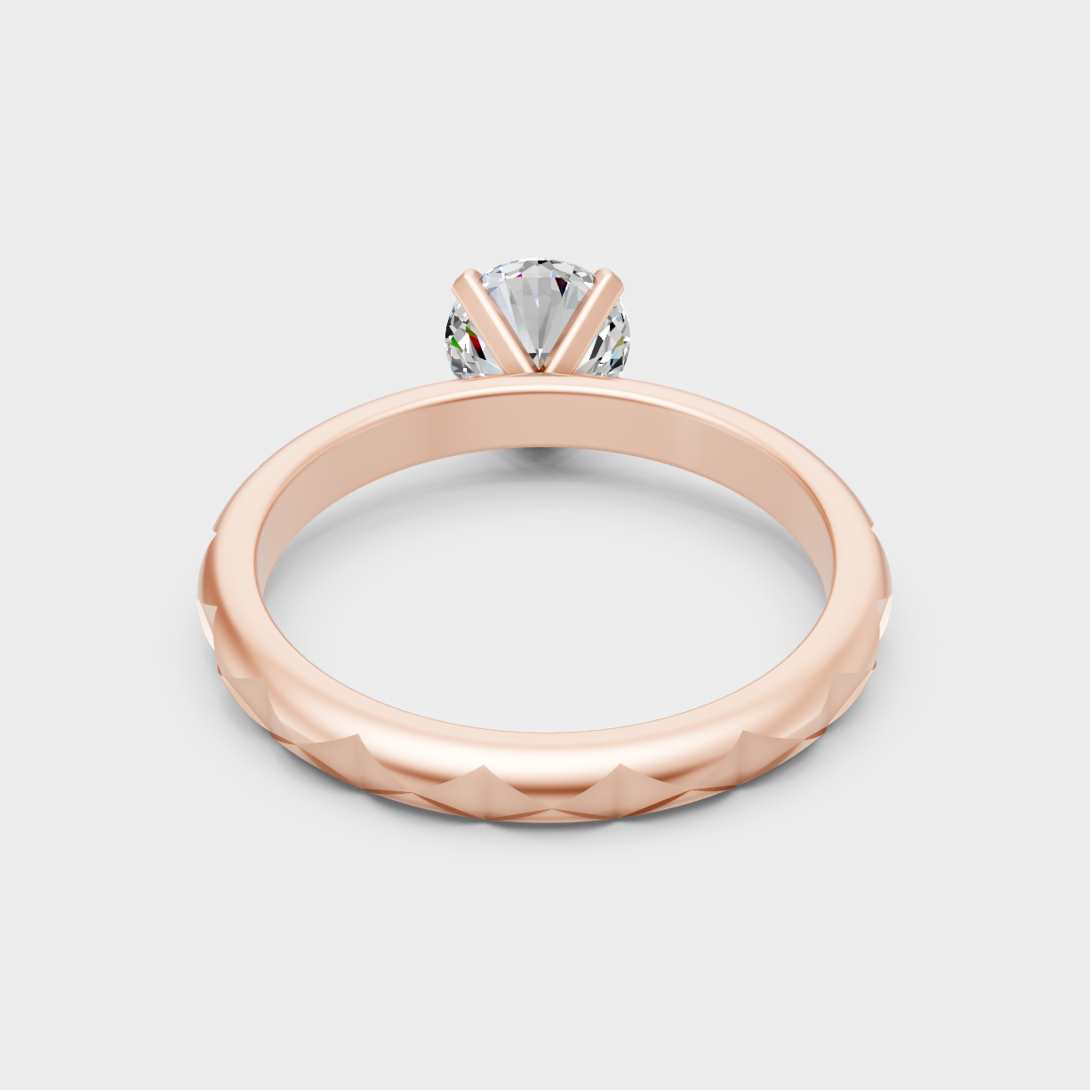 Customizable Rose Gold Round-Shaped Lab Diamond Ring