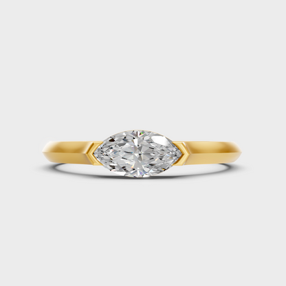 Luxury Marquise Diamond Ring In Yellow Gold Elegant Fine Jewelry