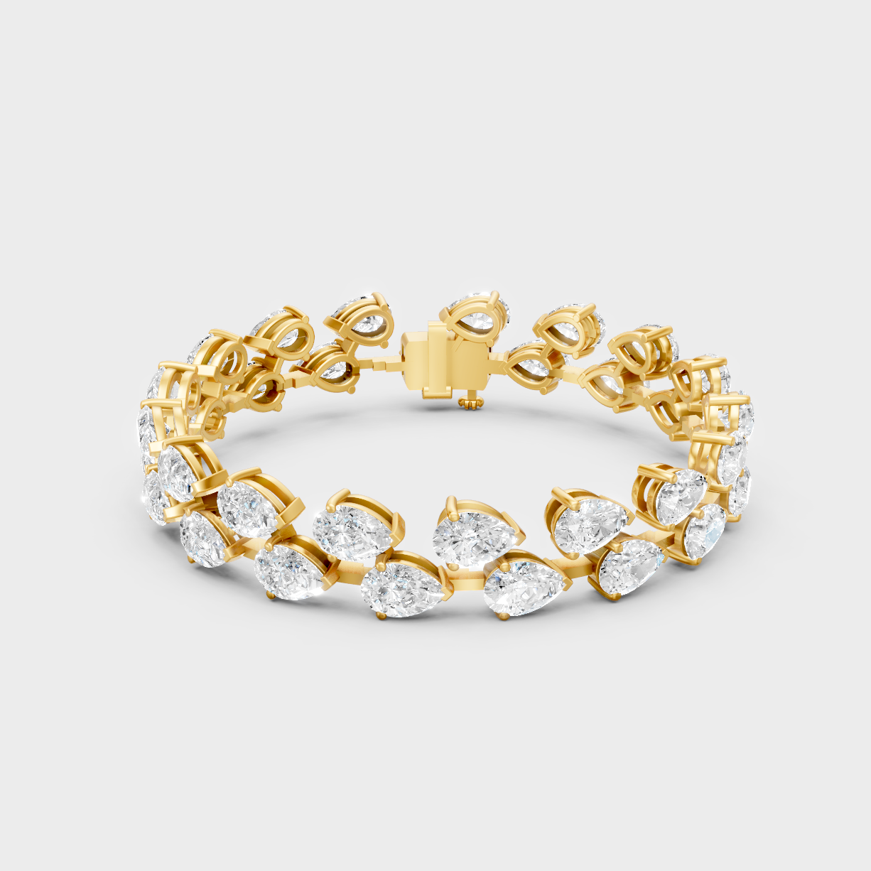 Luxury Pear Diamond Tennis Bracelet Yellow Gold