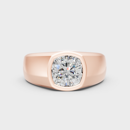 Contemporary Mens Lab Diamond Ring In Rose Gold
