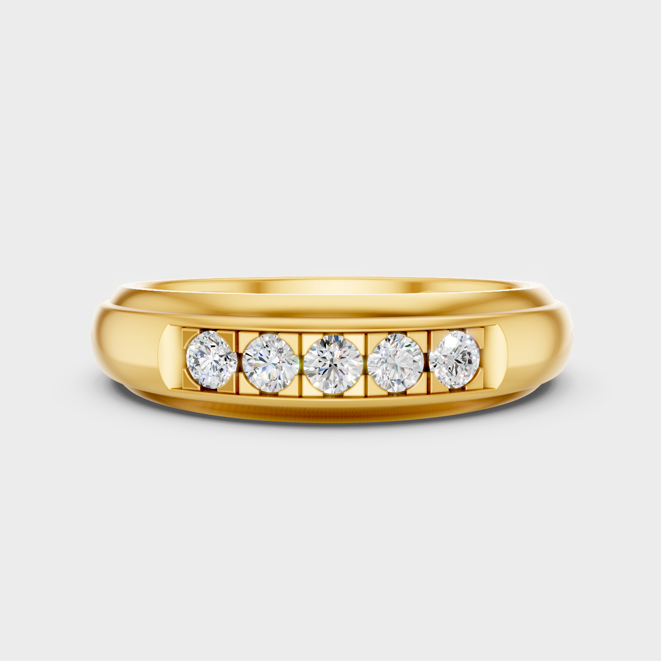 Luxury Mens Round Diamond Ring In Yellow Gold Modern Elegant Jewelry