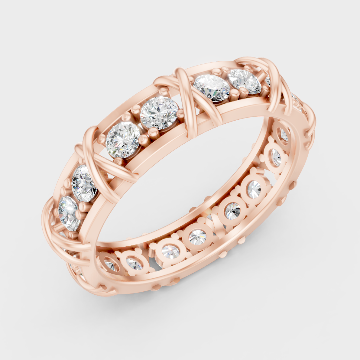 High-Polish Rose Gold 1.17 Carat Round Lab Diamond Men’s Band For Bold Sparkle