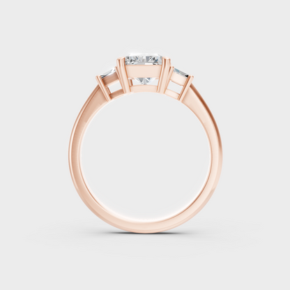  Radiant Rose Gold Ring With Hallmarked Emerald Lab-Grown Diamond Detail