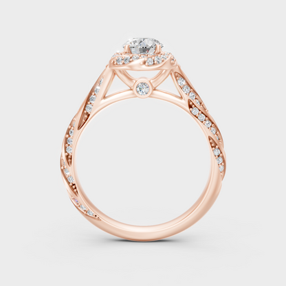 Blush Rose Gold Ring With Hallmarked Round Lab-Grown Diamond Halo Detail