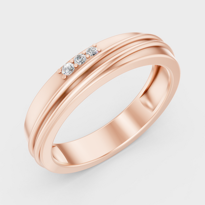  9K Rose Gold Round-Cut Lab-Grown Diamond Men’s Band With Hallmark Quality