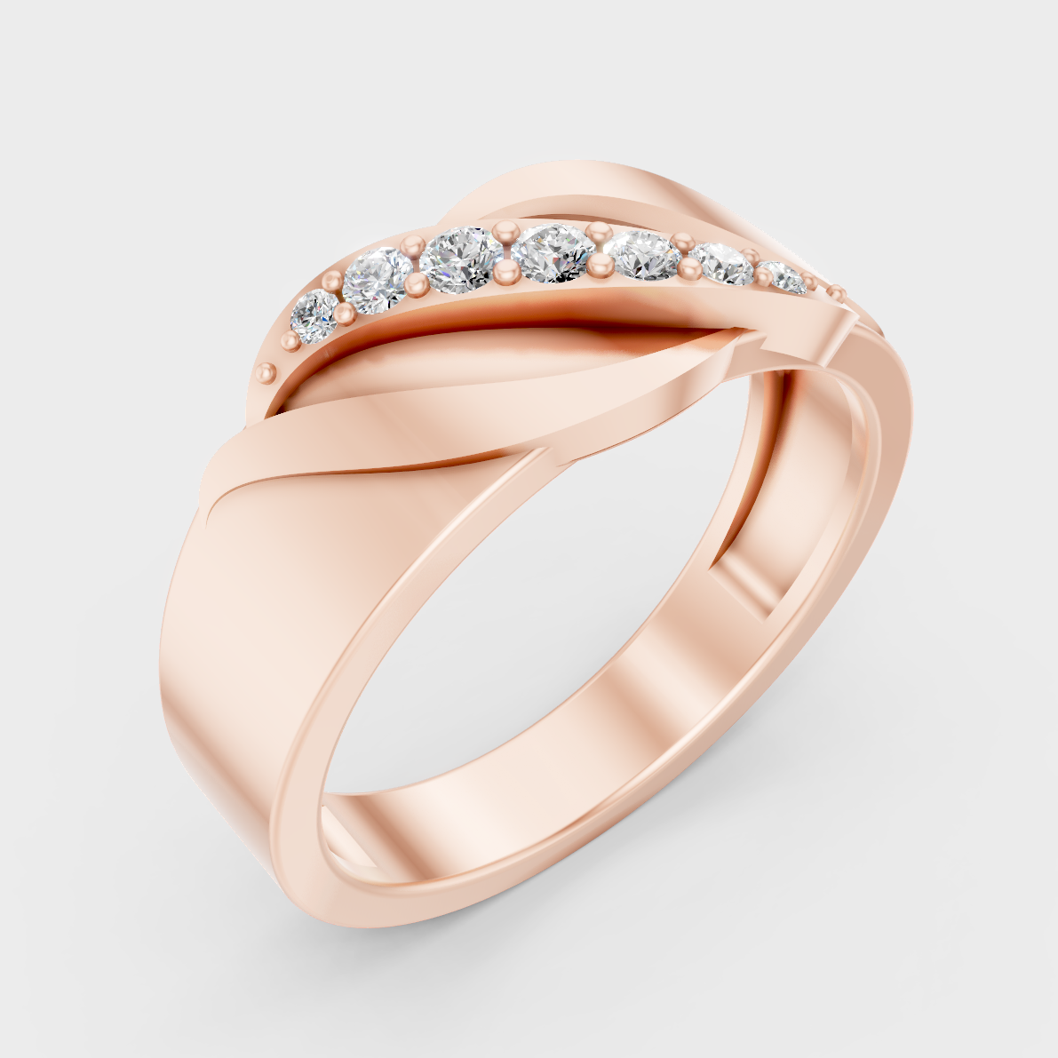 9K Rose Gold Round-Cut Lab-Grown Diamond Men’s Band With Hallmark Quality