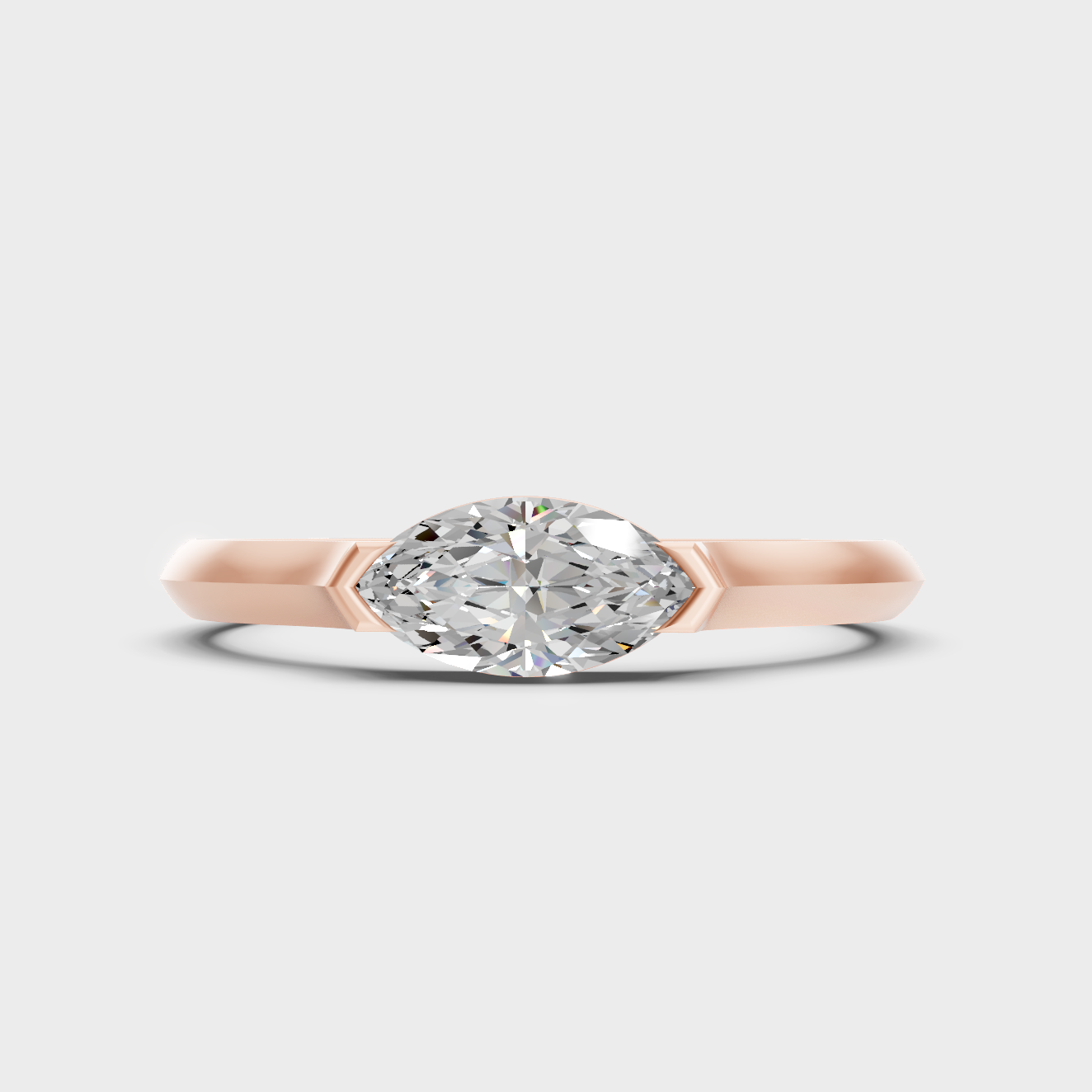 Contemporary Lab Diamond Marquise Ring In Rose Gold