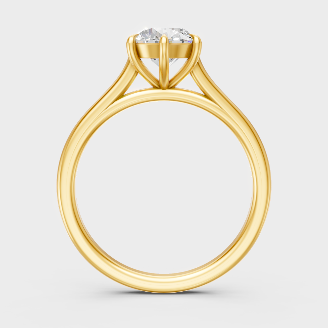 Radiant Yellow Gold Ring With Hallmarked Round-Cut Lab-Grown Diamond Detail