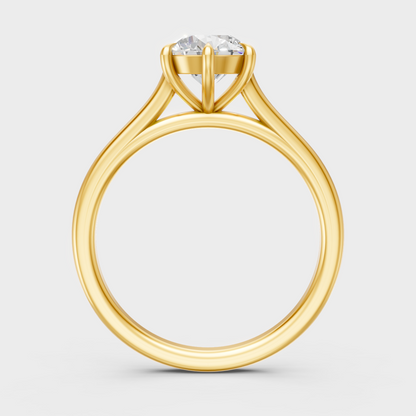 Radiant Yellow Gold Ring With Hallmarked Round-Cut Lab-Grown Diamond Detail